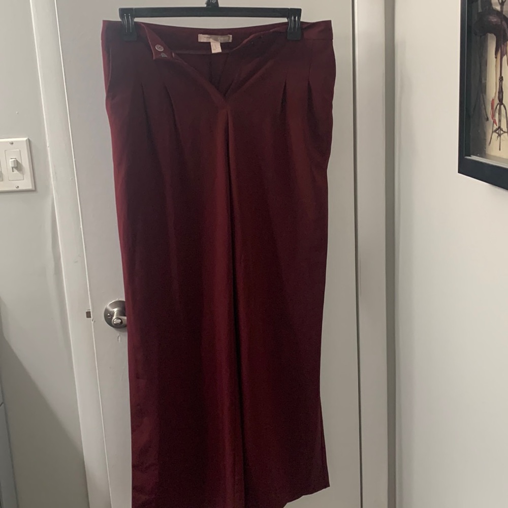 Wide leg burgundy dress pants